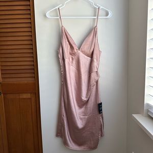 NWT - Came to Celebrate Dusty Mauve Satin Asymmetrical Slip Mini Dress